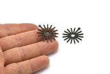 Black Sun Charm, 10 Textured Oxidized Black Brass Sun Charms With 1 Loop (27x0.80mm) M01646 H0899