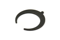 Siyah Ay Tılsımı, 1 Döngülü 6 Dokulu Oksitlenmiş Siyah Pirinç Hilal Ay Tılsımı (28x27x1mm) M02224