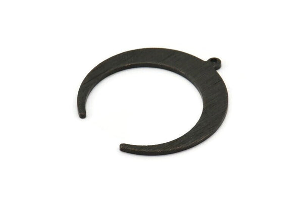 Siyah Ay Tılsımı, 1 Döngülü 6 Dokulu Oksitlenmiş Siyah Pirinç Hilal Ay Tılsımı (28x27x1mm) M02224