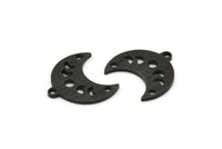Black Moon Charm, 10 Textured Oxidized Black Brass Crescent Moon Phases Charms With 1 Loop And 2 Holes (15x9x1mm) M01849