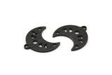 Black Moon Charm, 10 Textured Oxidized Black Brass Crescent Moon Phases Charms With 1 Loop And 2 Holes (15x9x1mm) M01849