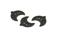 Black Moon Charm, 10 Textured Oxidized Black Brass Crescent Moon Phases Charms With 1 Loop And 2 Holes (15x9x1mm) M01849