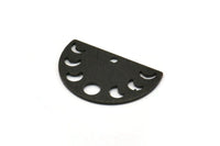 Siyah Ay Tılsımı, 1 Delikli 8 Dokulu Oksitlenmiş Siyah Pirinç Ay Evreleri Tılsımı (22x14x0,80 mm) M01563