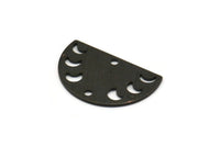Siyah Ay Tılsımı, 2 Delikli 8 Dokulu Oksitlenmiş Siyah Pirinç Ay Evreleri Tılsımı (22x14x0,80 mm) M01566