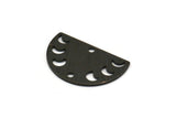 Siyah Ay Tılsımı, 2 Delikli 8 Dokulu Oksitlenmiş Siyah Pirinç Ay Evreleri Tılsımı (22x14x0,80 mm) M01566