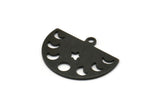 Siyah Yıldız Charm, 1 Döngülü 8 Dokulu Oksitlenmiş Siyah Pirinç Ay Evreleri Charm'ı (22x17x0,80 mm) M01567