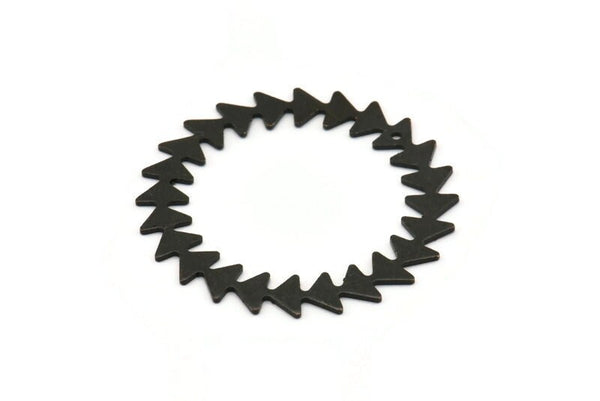 Black Circle Charm, 2 Oxidized Black Brass Circle Charms With 1 Hole, Brass Pendants, Findings, Connectors (42x0.80mm) M01574