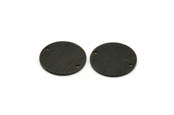 Siyah Kabaşon Etiket, 2 Delikli 12 Dokulu Oksitlenmiş Siyah Pirinç Yuvarlak Tılsım, Damgalama Etiketleri (14x0,80 mm) M01586