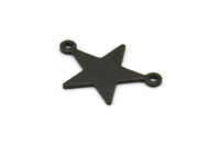 Siyah Yıldız Tılsımı, 2 Döngülü 12 Dokulu Oksitlenmiş Siyah Pirinç Yıldız Tılsımı (22x16x0,80 mm) M01577