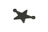 Siyah Yıldız Tılsımı, 2 Döngülü 12 Dokulu Oksitlenmiş Siyah Pirinç Yıldız Tılsımı (22x16x0,80 mm) M01577