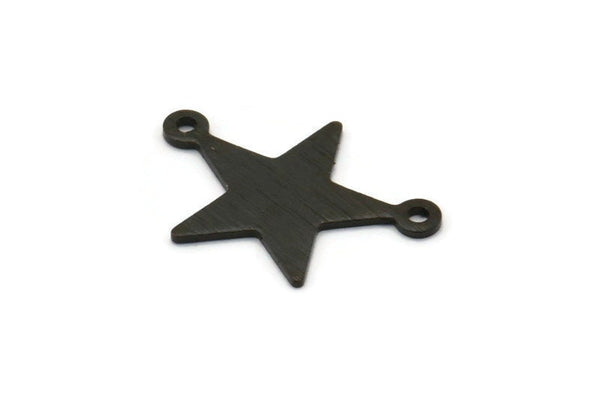 Siyah Yıldız Tılsımı, 2 Döngülü 12 Dokulu Oksitlenmiş Siyah Pirinç Yıldız Tılsımı (22x16x0,80 mm) M01577