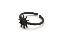 Siyah Halka Ayarları, 1 Taş Ayarlı 4 Oksitlenmiş Siyah Pirinç Güneş Halkası - Ped Boyutu 4 mm N1591 H0984