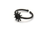 Siyah Halka Ayarları, 1 Taş Ayarlı 4 Oksitlenmiş Siyah Pirinç Güneş Halkası - Ped Boyutu 4 mm N1591 H0984