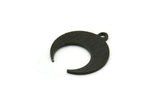 Siyah Ay Tılsımı, 1 Döngülü 12 Dokulu Oksitlenmiş Siyah Pirinç Hilal, Küpeler (16x14x0,80 mm) M01572 H1015