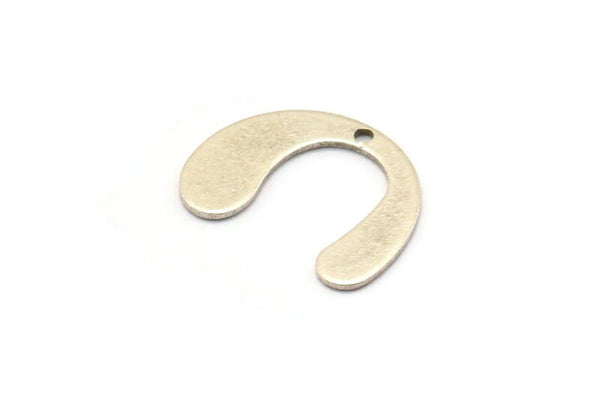 Silver Geometric Charm, 24 Antique Silver Plated Brass U Shaped Pendants With 1 Hole, Charms, Findings (16x13x0.50mm) D0588