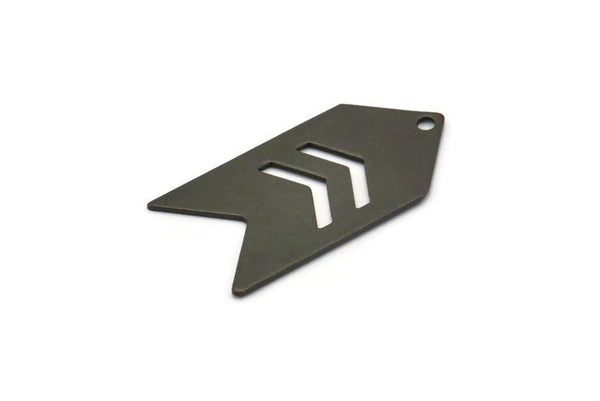 Black Stamping Tag, 5 Oxidized Brass Black Arrow Stamping Pendant Tags With Chevron With 1 Hole (15x30x0.60mm) B0082