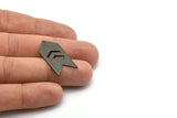 Black Stamping Tag, 10 Oxidized Brass Black Arrow Stamping Pendant Tags With Chevron With 1 Hole (15x30x0.60mm) B0082