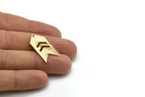 Arrow Chevron Pendant, 4 Gold Plated Arrow Stamping Pendant Tags With Chevron And 1 Hole (15x30x0.80mm) B0082