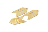 Arrow Chevron Pendant, 2 Gold Plated Arrow Stamping Pendant Tags With Chevron And 1 Hole (15x30x0.80mm) B0082