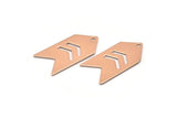 Arrow Chevron Pendant, 2 Rose Gold Plated Brass Arrow Stamping Pendant Tags With Chevron And 1 Hole (15x30x0.80mm) B0082