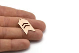 Arrow Chevron Pendant, 2 Rose Gold Plated Brass Arrow Stamping Pendant Tags With Chevron And 1 Hole (15x30x0.80mm) B0082