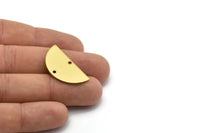 Semi Circle Pendant, 10 Raw Brass Semi Circle Blanks With 2 Holes (30x15x1.2mm) BS 2013