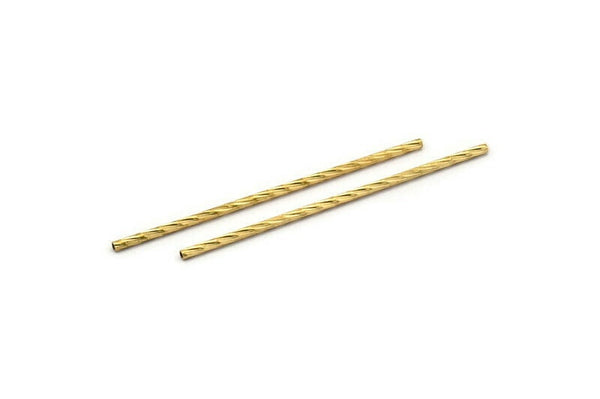 Brass Textured Tube, 50 Raw Brass Textured Tubes, Beads (1.5x50mm) BS 2223
