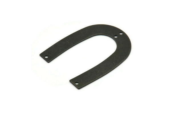 Black Geometric Charm, 6 Oxidized Black Brass U Shaped Pendants With 4 Holes, Charms, Findings (35x27x0.50mm) D0578 H1242