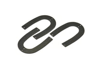 Black Geometric Charm, 6 Oxidized Black Brass U Shaped Pendants With 4 Holes, Charms, Findings (35x27x0.50mm) D0578 H1242