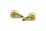 Tiny Bird Skull, Raw Brass Bird Skull Pendants, (25x12x11mm) N0484