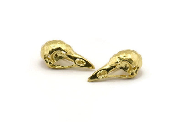 Tiny Bird Skull, Raw Brass Bird Skull Pendants, (25x12x11mm) N0484