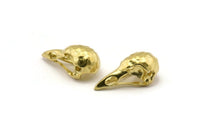 Tiny Bird Skull, Raw Brass Bird Skull Pendants, (25x12x11mm) N0484