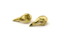 Tiny Bird Skull, Raw Brass Bird Skull Pendants, (25x12x11mm) N0484