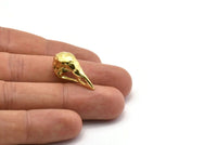 Tiny Bird Skull, Raw Brass Bird Skull Pendants, (25x12x11mm) N0484