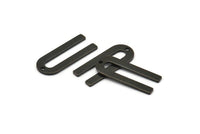 Black U Shape Charm, 12 Oxidized Black Brass U Shaped Charms With 1 Hole (22x9x0.80mm) M02093