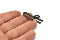 Siyah U Şeklinde Tılsım, 3 Delikli 12 Oksitlenmiş Siyah Pirinç U Şeklinde Tılsım (22x9x0,80 mm) M02094