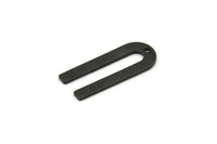Siyah U Şeklinde Tılsım, 1 Delikli 12 Dokulu Oksitlenmiş Siyah Pirinç U Şeklinde Tılsım (22x9x0,80 mm) M02096