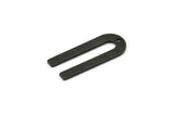 Siyah U Şeklinde Tılsım, 1 Delikli 12 Dokulu Oksitlenmiş Siyah Pirinç U Şeklinde Tılsım (22x9x0,80 mm) M02096