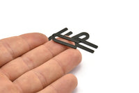 Siyah U Şeklinde Tılsım, 1 Delikli 12 Dokulu Oksitlenmiş Siyah Pirinç U Şeklinde Tılsım (22x9x0,80 mm) M02096
