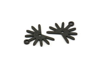 Siyah Güneş Tılsımı, 1 Döngü ve 1 Delikli 12 Dokulu Oksitlenmiş Siyah Pirinç Güneş Tılsımı (13x15x0,80 mm) M02261 H0919