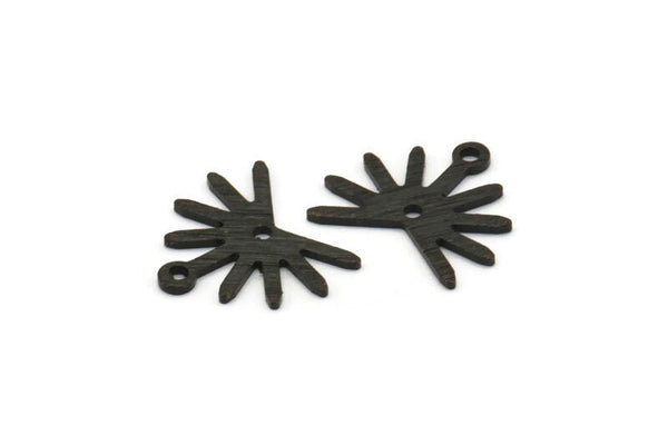 Siyah Güneş Tılsımı, 1 Döngü ve 1 Delikli 12 Dokulu Oksitlenmiş Siyah Pirinç Güneş Tılsımı (13x15x0,80 mm) M02261 H0919