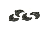 Siyah Ay Tılsımı, 1 Döngülü 12 Dokulu Oksitlenmiş Siyah Pirinç Hilal Evreleri Tılsımı (15x9x1mm) M01848