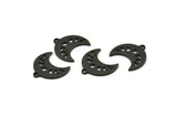 Siyah Ay Tılsımı, 1 Döngülü 12 Dokulu Oksitlenmiş Siyah Pirinç Hilal Evreleri Tılsımı (15x9x1mm) M01848