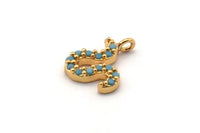 Gold Charm, 2 Gold Plated, Cubic Zircon, CZ Pave Charm, Zircon Charm Pendants (12x9mm) SY0202