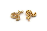 Gold Charm, 2 Gold Plated, Cubic Zircon, CZ Pave Charm, Zircon Charm Pendants (12x9mm) SY0202