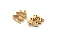 Gold Aquarius Charm, Gold Plated Aquarius, Cubic Zircon, 2 CZ Pave Aquarius Charms, Zircon Charm Pendants With 1 Loop (13x10mm) SY0231