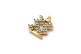 Gold Aquarius Charm, Gold Plated Aquarius, Cubic Zircon, 2 CZ Pave Aquarius Charms, Zircon Charm Pendants With 1 Loop (13x10mm) SY0231