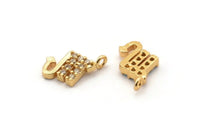 Gold Scorpio Charm, Gold Plated Scorpio, Cubic Zircon, 2 CZ Pave Scorpio Charms, Zircon Zodiac Charm Pendants With 1 Loop (12x8mm) SY0232