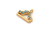 Gold Libra Charm, Gold Plated Libra, Cubic Zircon, 2 CZ Pave Libra Charms, Zircon Libra Zodiac Charm Pendants With 1 Loop (10x11mm) SY0242