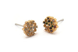 Gold Snowflake Earring, 4 Gold Plated Brass Snowflake Stud Earrings, CZ Pave Earrings, Zircon Snowflake Stud Earrings (8mm) SY0253